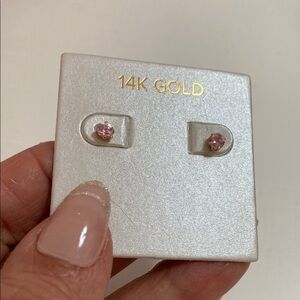14K Gold Pink Gemstone Earrings
